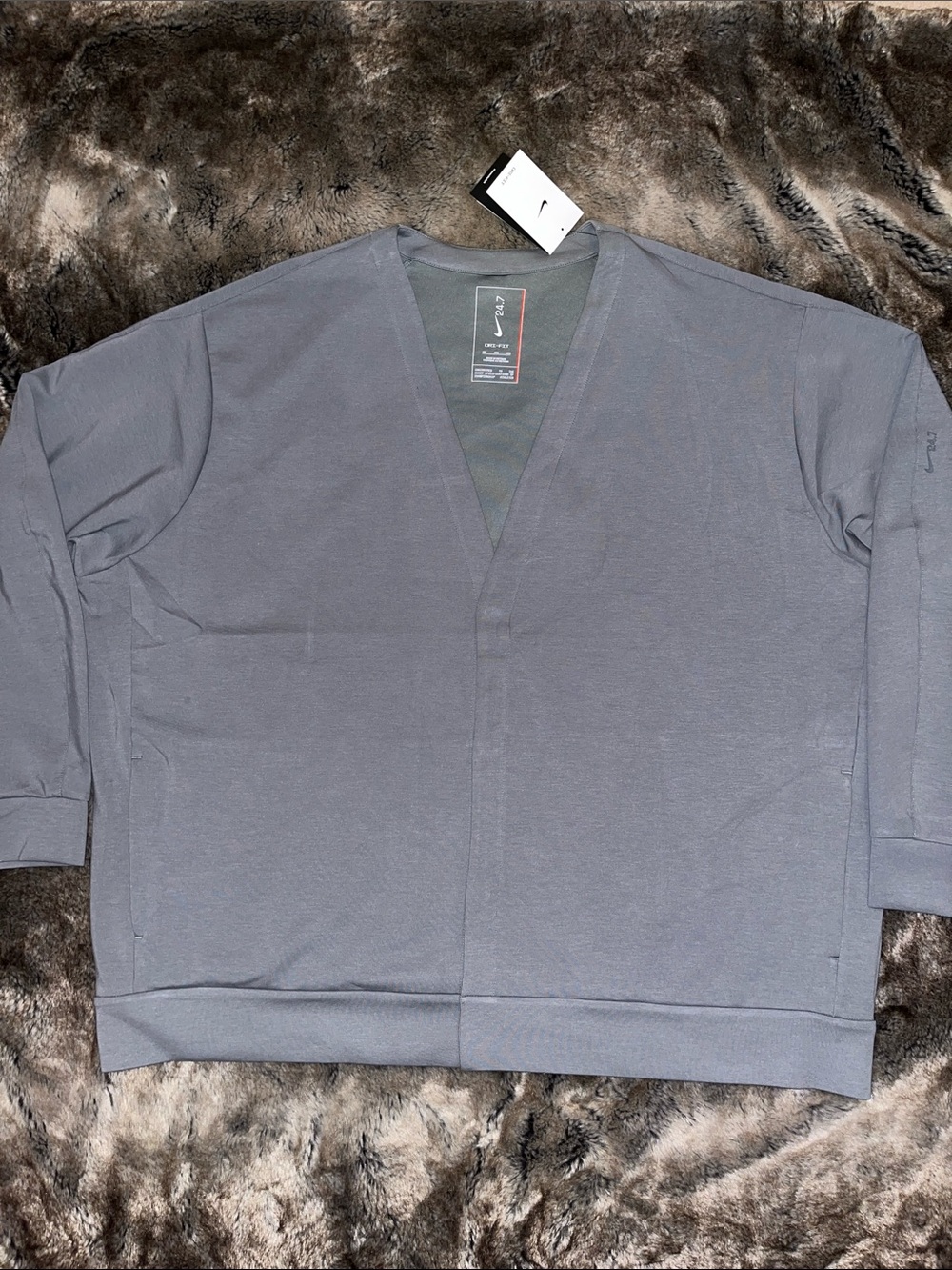Nike Cardigan Men's 4XL Gray Dri-Fit Sweater 24.7 Impossibly Soft $125
